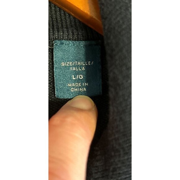 PERRY ELLIS 1/4 Zip Knitted Sweater Navy Blue Pullover Cotton Modal Blend Size L - Picture 5 of 7